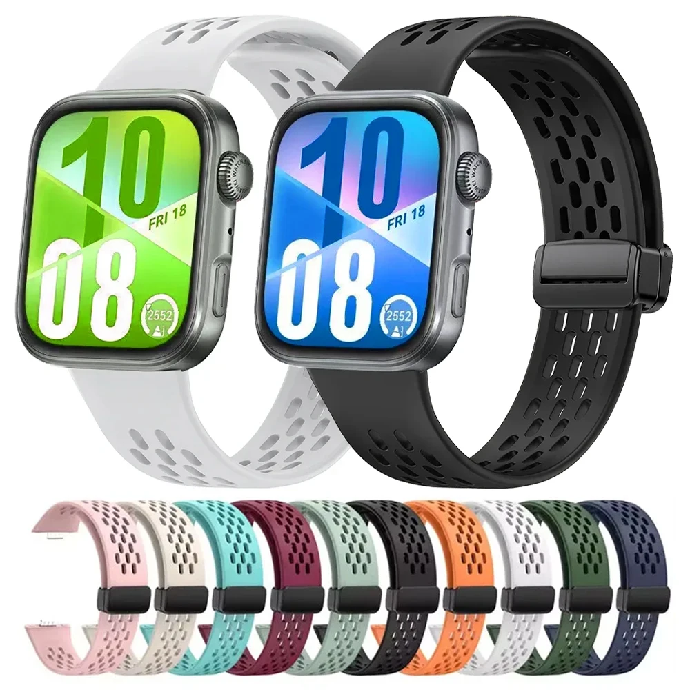 Silikonarmband für Huawei Watch Fit 4/3, sportliches, bequemes, atmungsaktives Armband für Huawei Watch Fit 3/4/4 Pro, magnetisches Armband