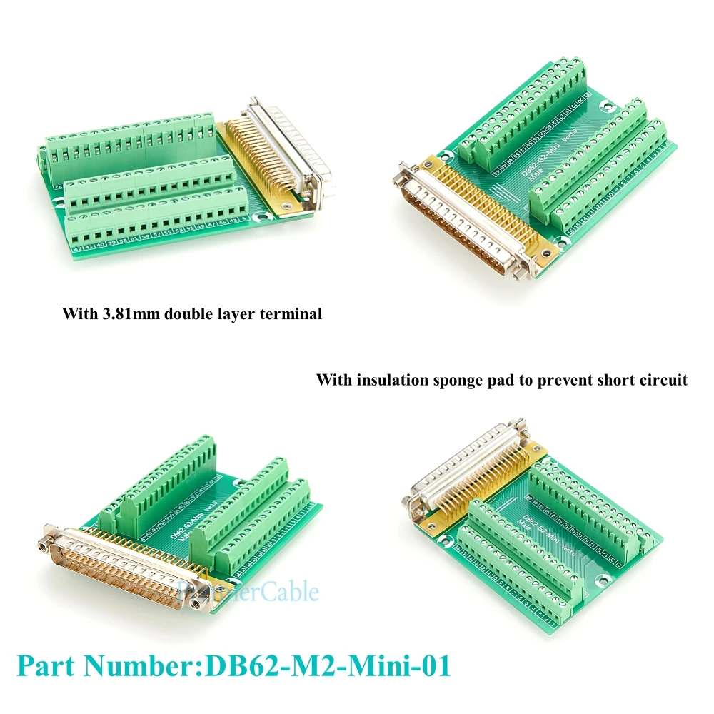 D-SUB installout PCB Board DB62 Vis mâle sans soudure installout Board Machining Din Rail Mount Terminal nights Signal Tech