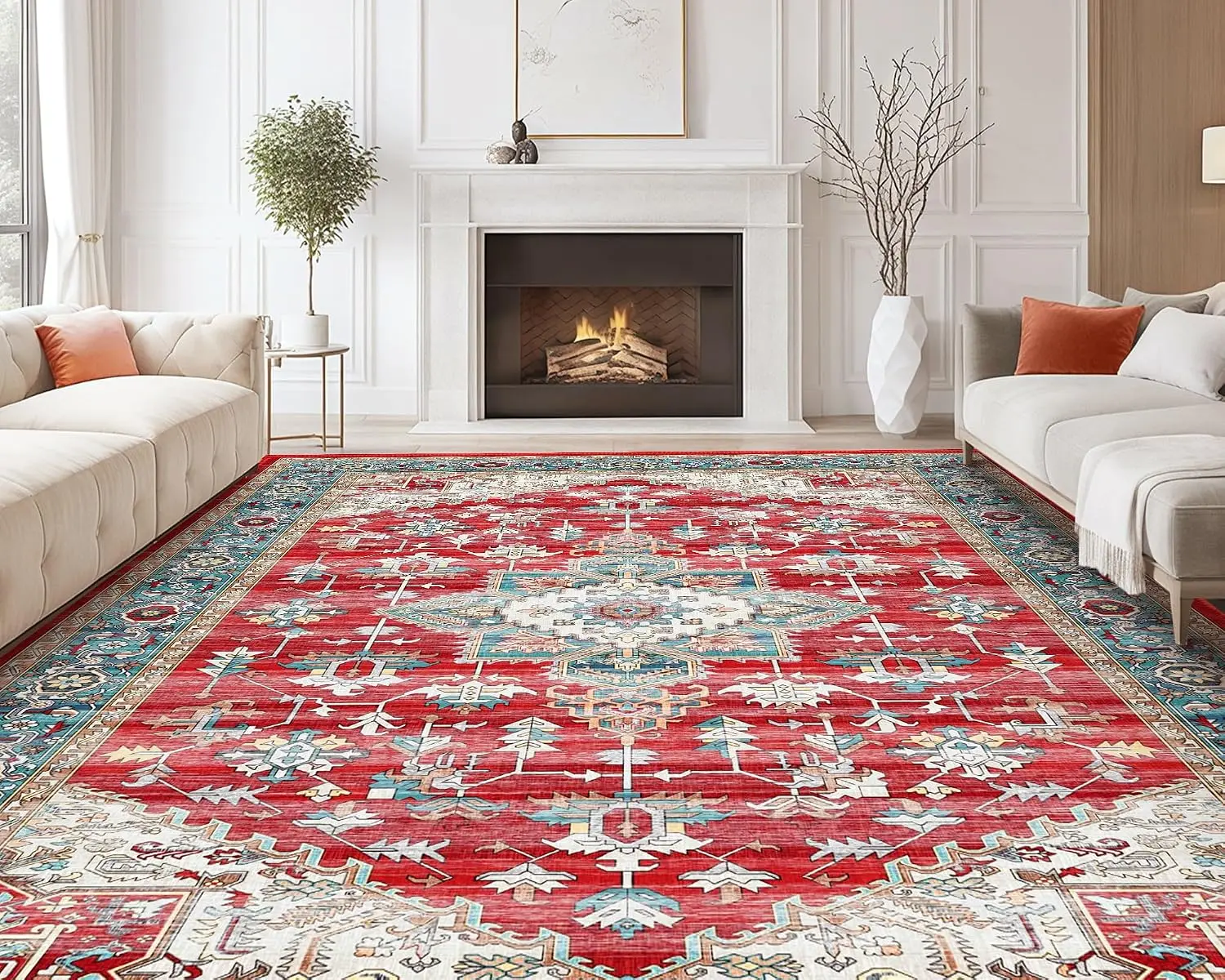 Stain Resistant Boho Rug Washable Non Slip for Living Room Bedroom Dining Office Decorative Home Decor Area Rug Floor Mat