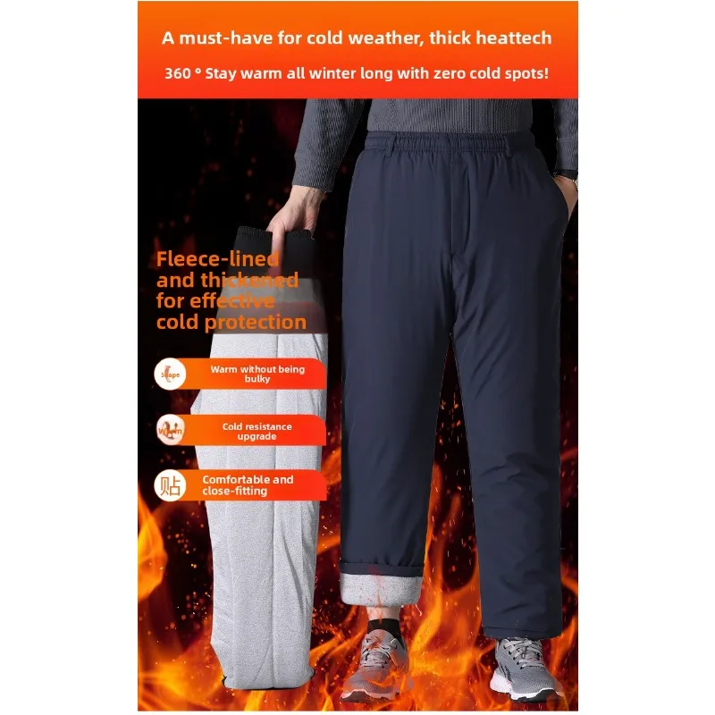 الشتاء الدافئ صوف مبطن السراويل كبار السن الرجال سميكة السراويل الحرارية كبار أبي الطقس البارد الملابس في الهواء الطلق القطن ملابس ناعمة