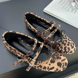 Primavera nuove donne scarpe basse moda stampa leopardo punta tonda donna Casual Mary Jane scarpe suola morbida ballerine scarpe nuova donna