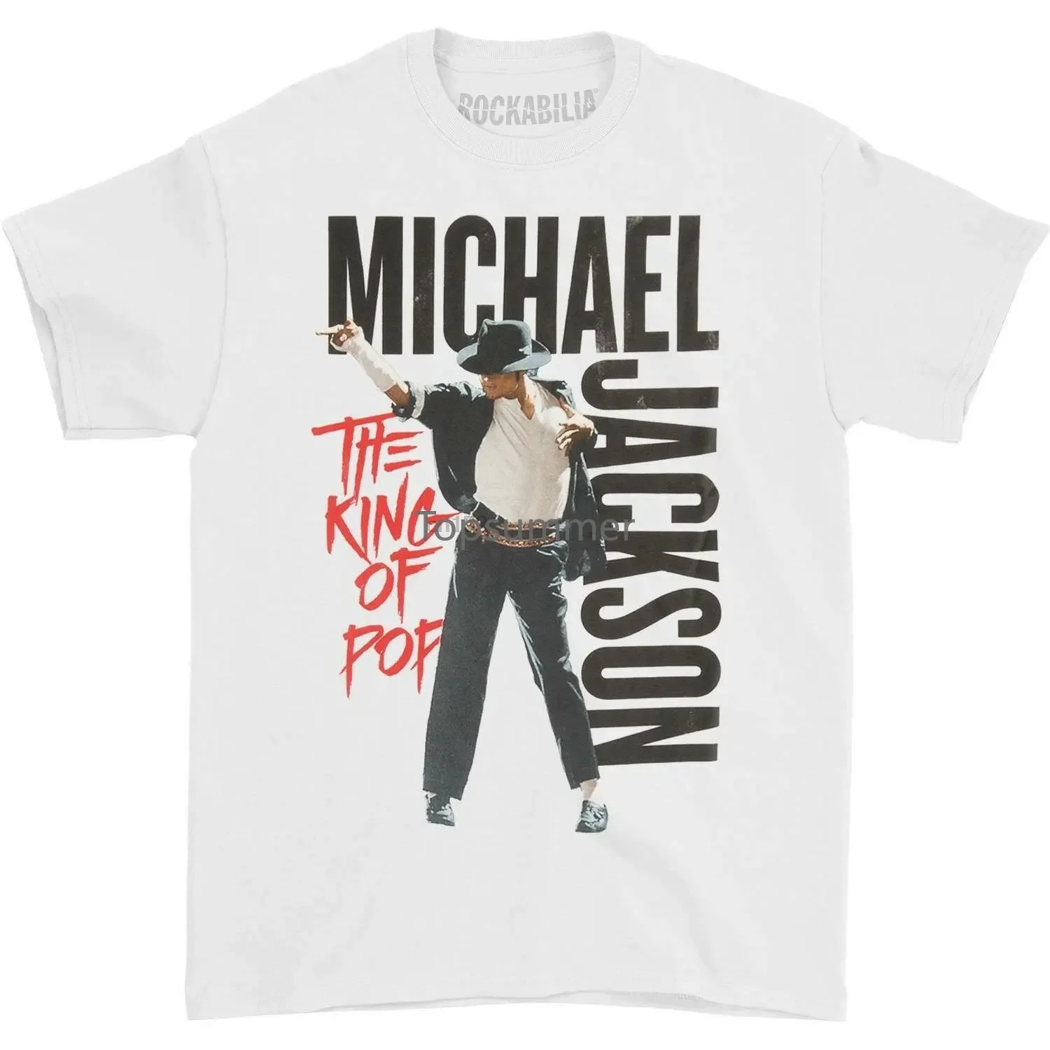 

Michael Jackson Mens Mj King Of Pop T-Shirt White