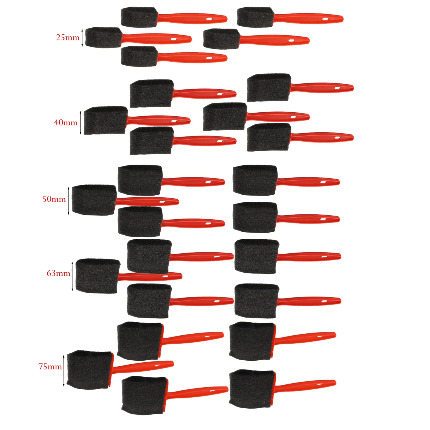 Art Paint Brush Set With Red Handle Staining Sponges DIY Brushes ﻿ 25PCS Oil Stain Polyurethane Craft Sponge Foam Paint Brush