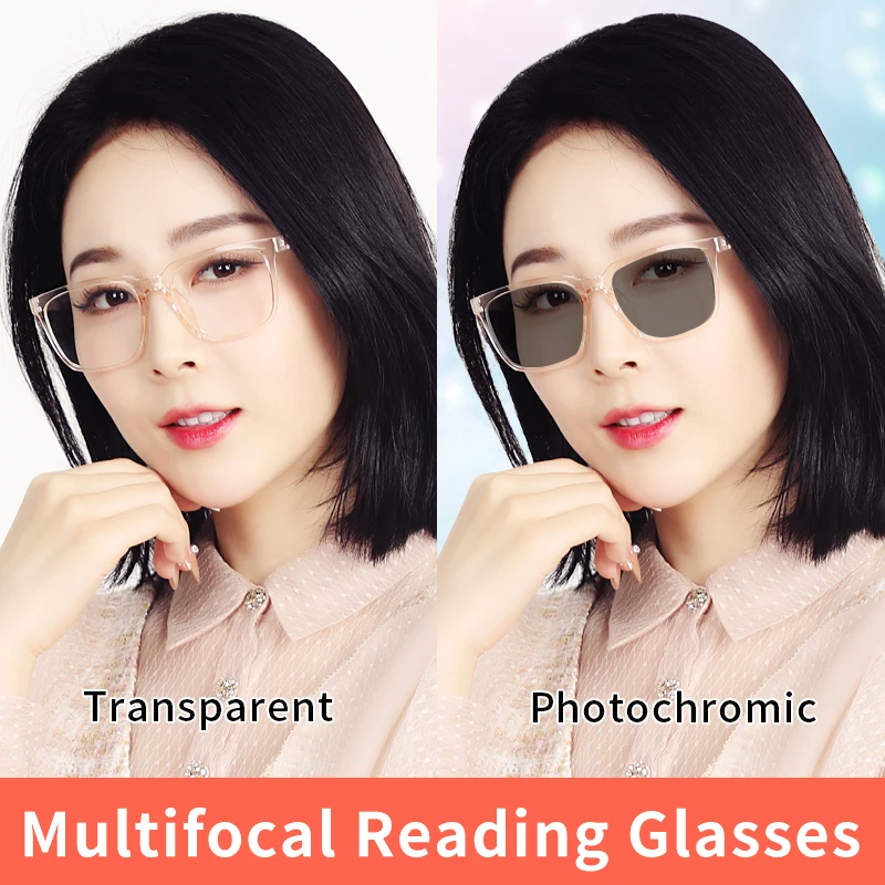 

Photochromic Progressive Multifocus Reading Glasses for Women, Ultra-light Tr90 Frame,Presbyopia Eyeglasses,No Line