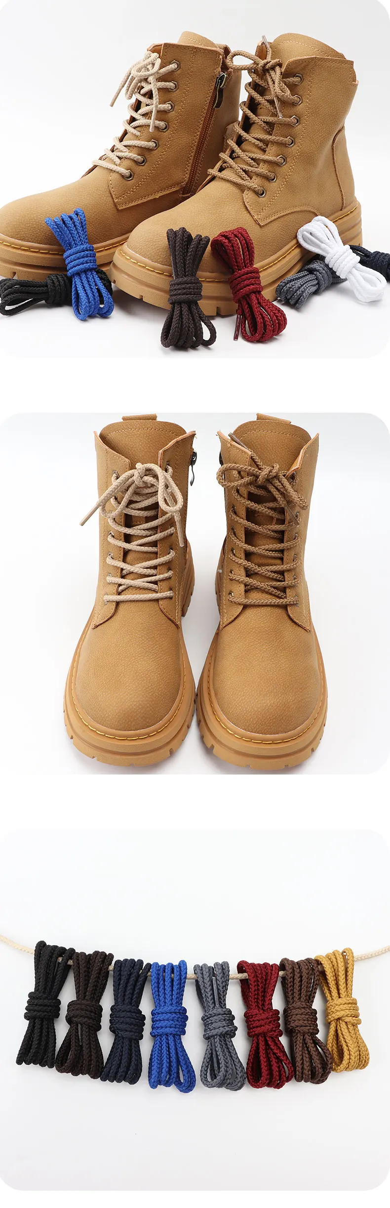 Hochwertige runde Schnürsenkel lässige Turnschuhe Schnürsenkel Stiefel Schnürsenkel 80/120/140/160cm 1 Paar Schnürsenkel für Schuh zubehör – Detail 6