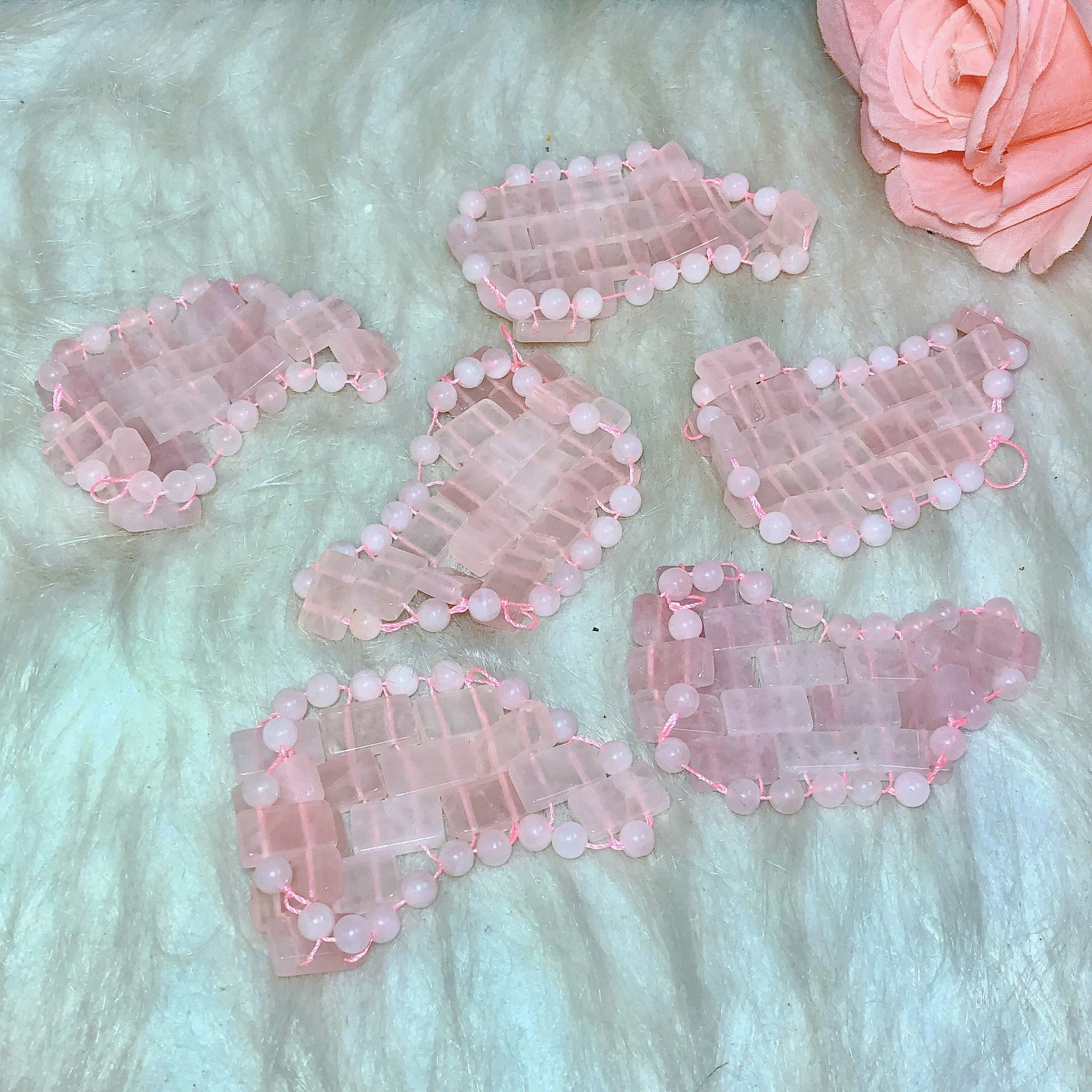 Natural Rose Quartz Eye Cover Reduce Swelling Elastic Crystals Healing Gemstones Spiritual Growth Gift Physicial Therapy Jewelry