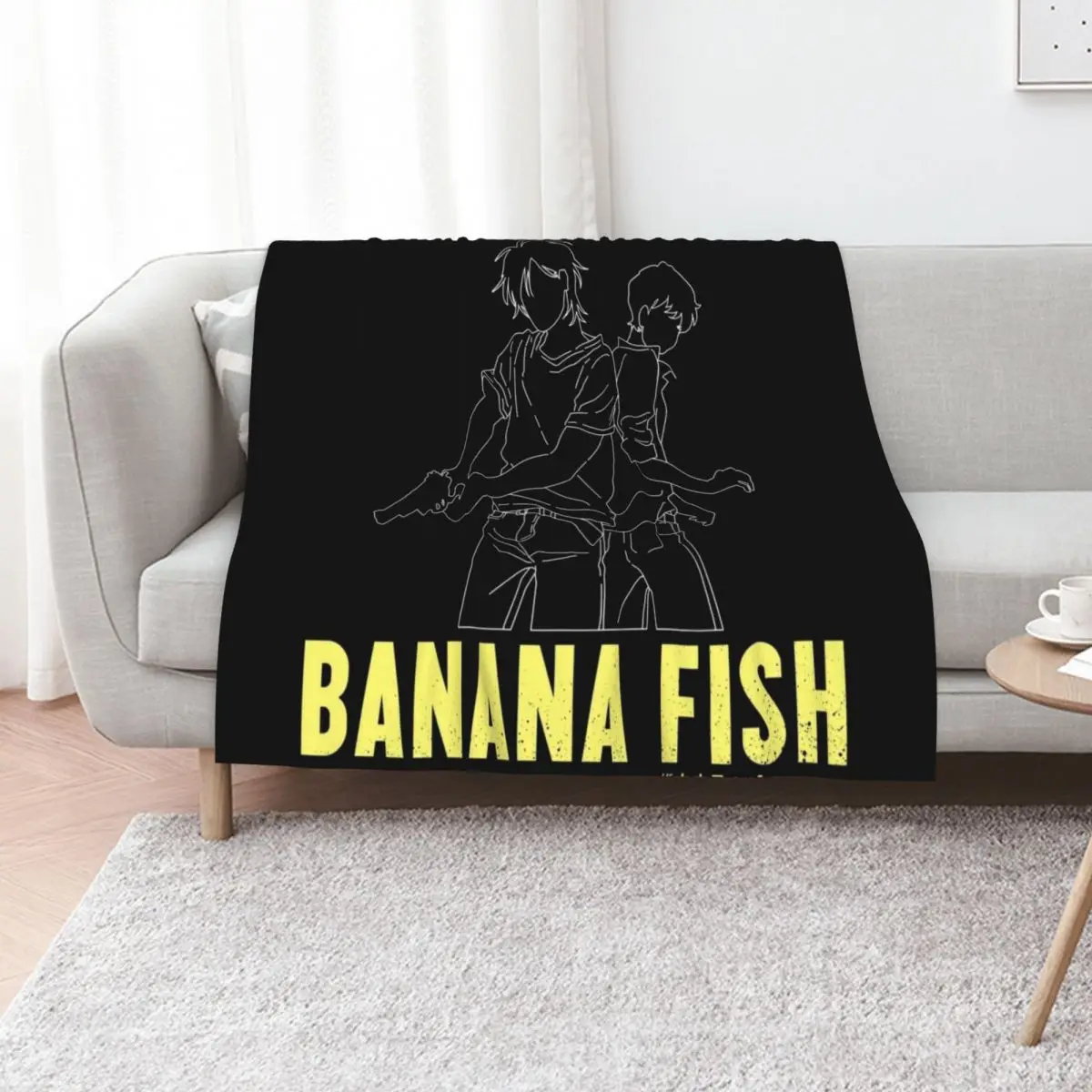 

Banana Fish - Ash & Eiji Silhouette Throw Blanket decorative Plush Decorative Beds Sofa Blankets