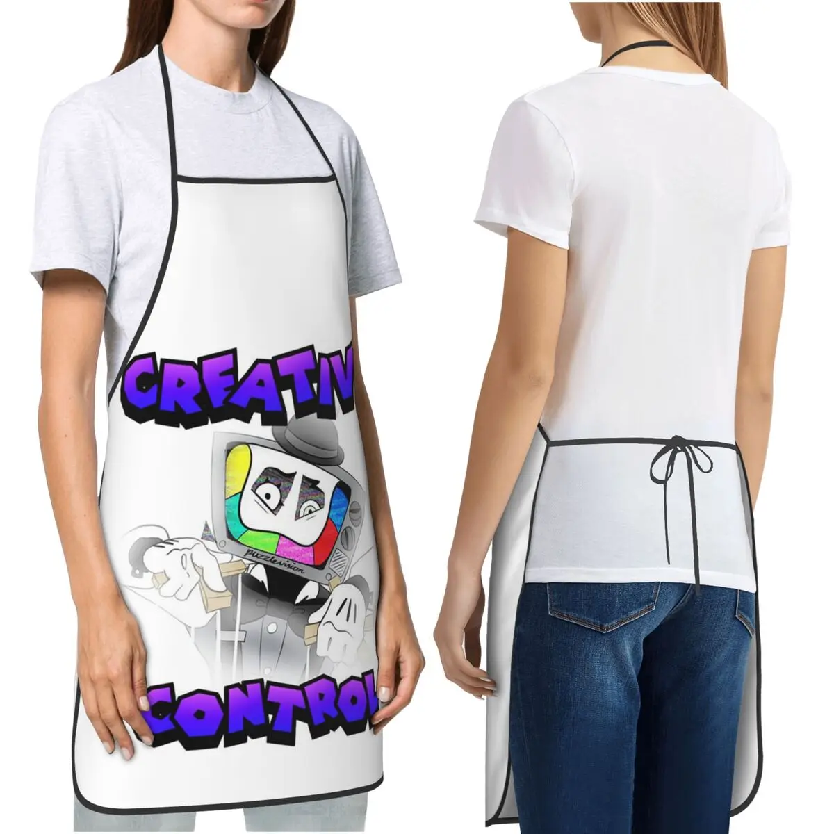 Creative Control (Mr. Puzzles) (Transparent Version) Apron Chef Cooking Cuisine Tablier Bib Kitchen Cleaning Pinafore Gardening