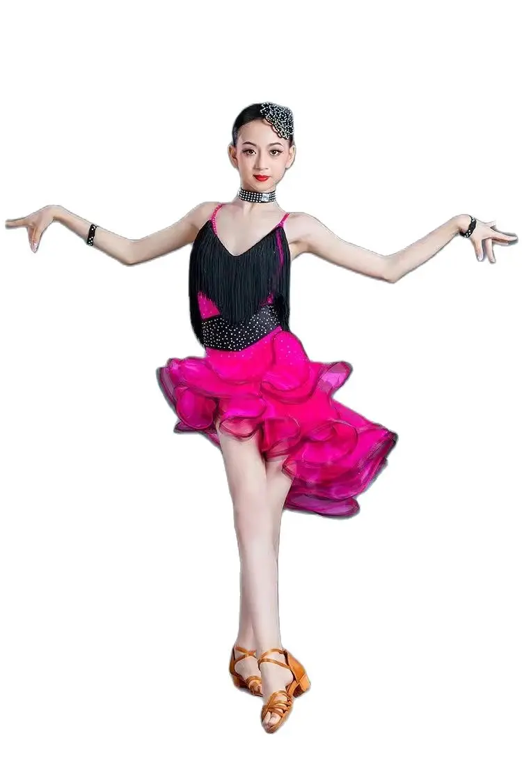 Mädchen Jazz Dance wear Kostüm Kinder moderne Latin Pailletten Ballsaal Party Tanz kleid Kind tanzen Tutu Kleid Kleidung für Mädchen