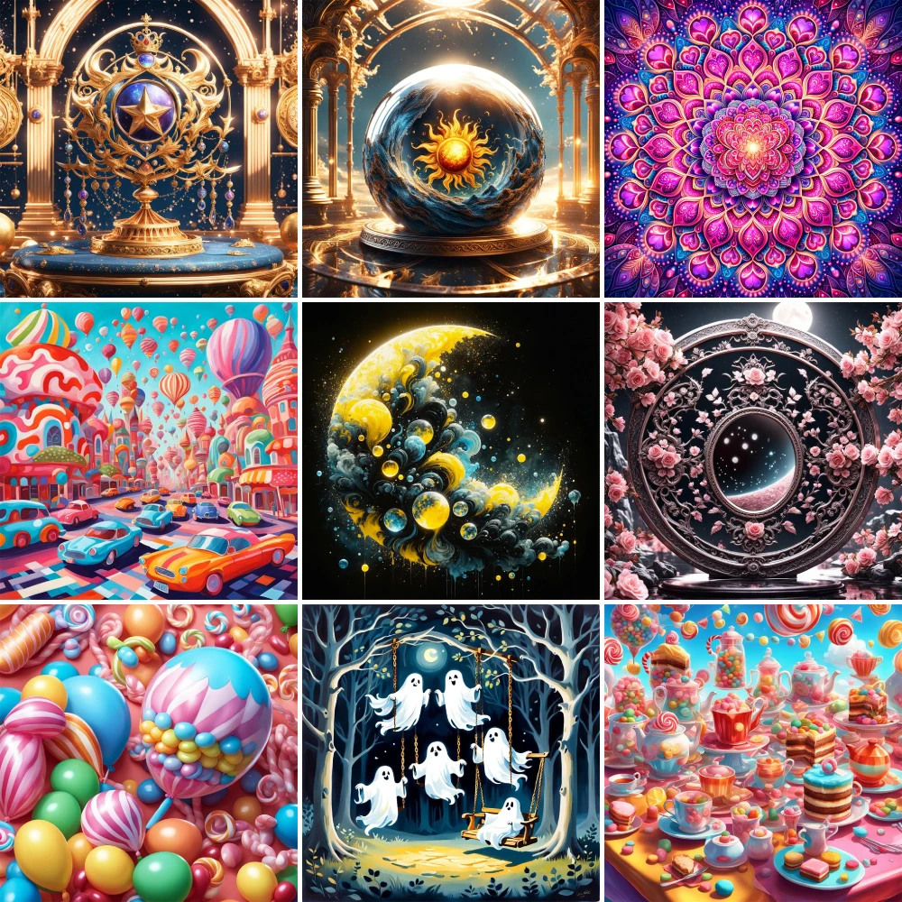 Scenery Candy World Printed Canvas Cross Stitch Set Embroidery Hobby Handiwork Handmade Needlework Jewelry For Adults Package