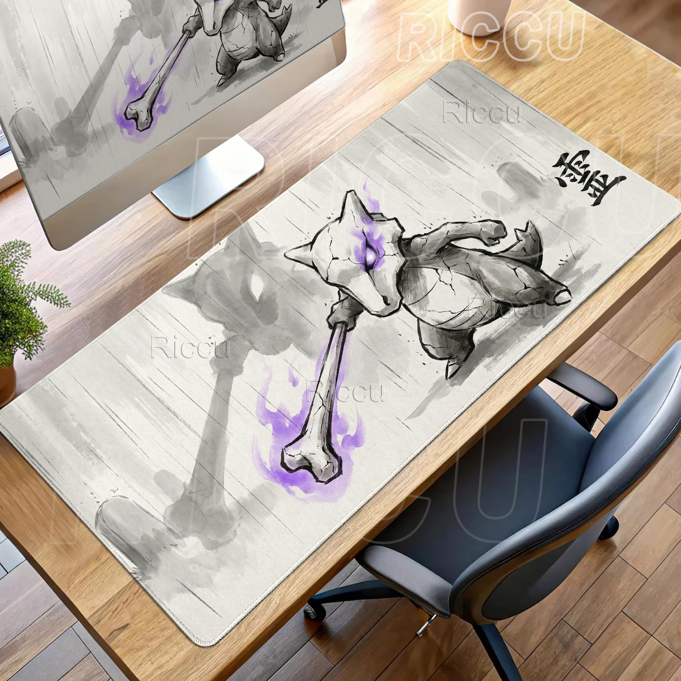 Czarno-biała podkładka Playpad Pokemon Cubone Magikarp Gengar, obudowa PC, klawiatura, podkładka pod mysz, mata na biurko, akcesoria gamingowe, maty dla graczy. — zdjęcie produktu 2