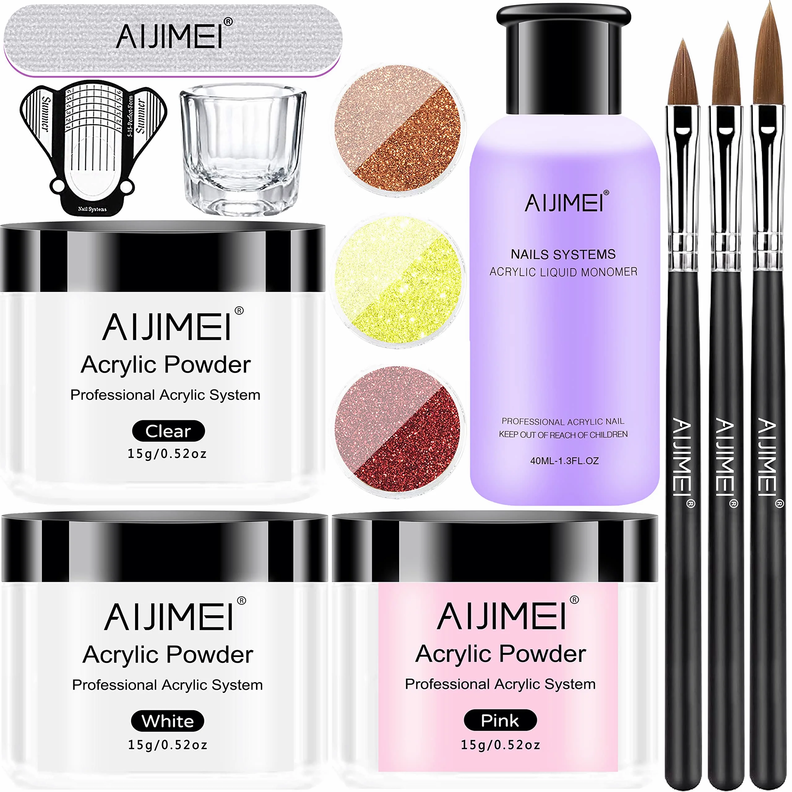 

AIJIMEI Acrylic Nail Kit Acrylic Powder and Professional Liquid Monomer Acrylic Nail Tools Set Nail Extension Acrylic Nail Syste