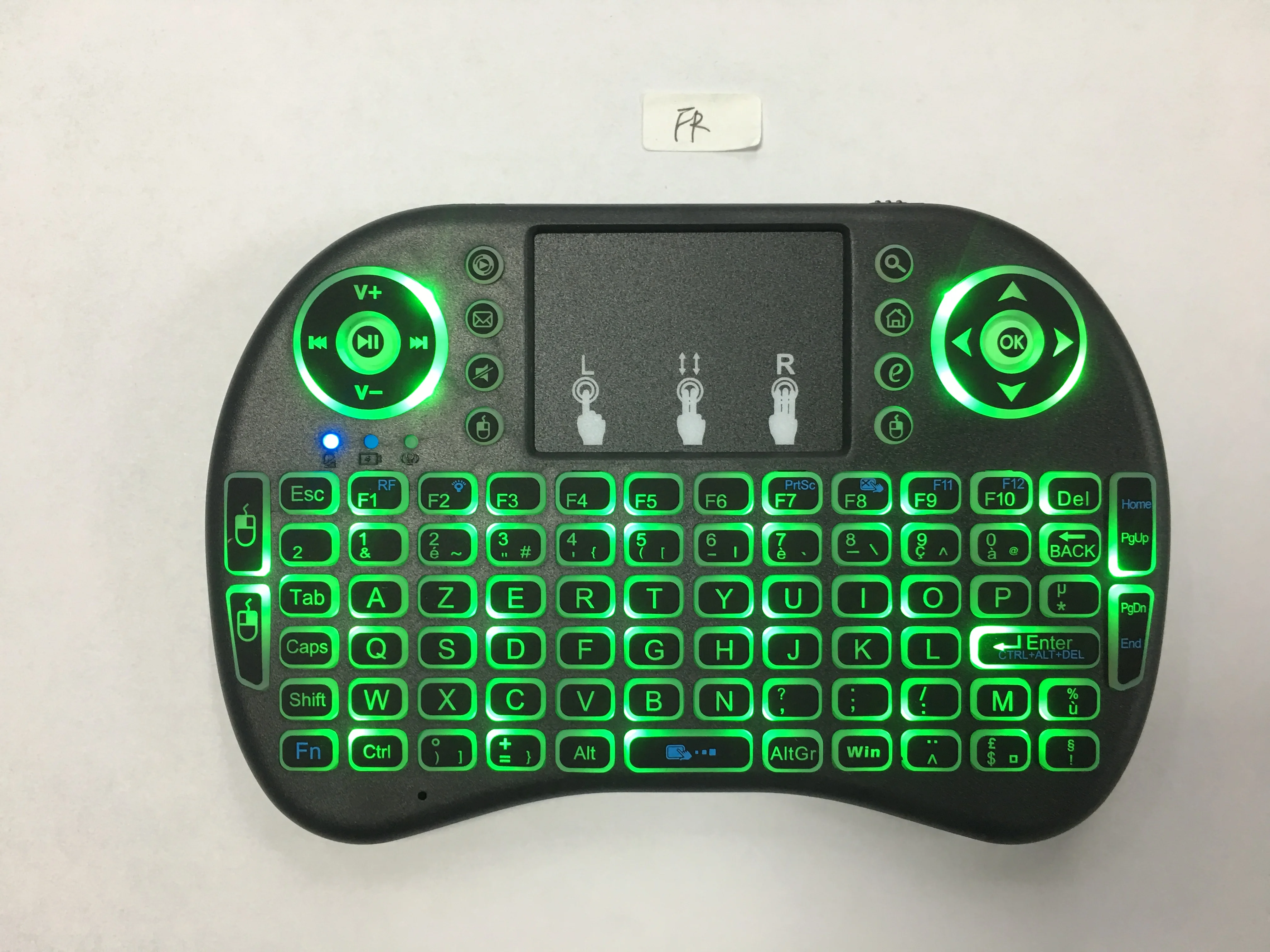 Kabellose Tastatur Air Mouse Spanisch Französisch Azerty Russisch Portugiesisch Brasilianisch mit Touchpad N Mini Hintergrundbeleuchtung RGB PC TV Box