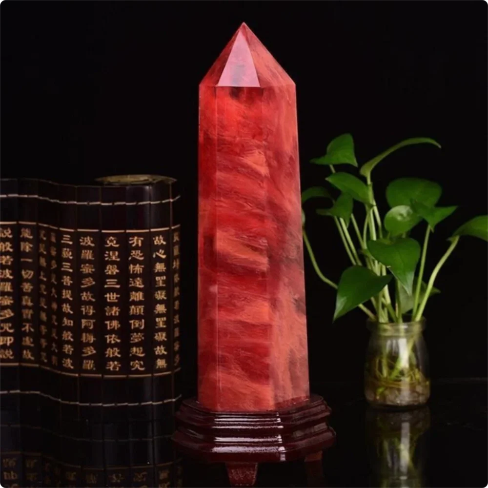 Large size Red Quartz Healing Ruby Big Crystal Jumbo Tower Point Wand Obelisk