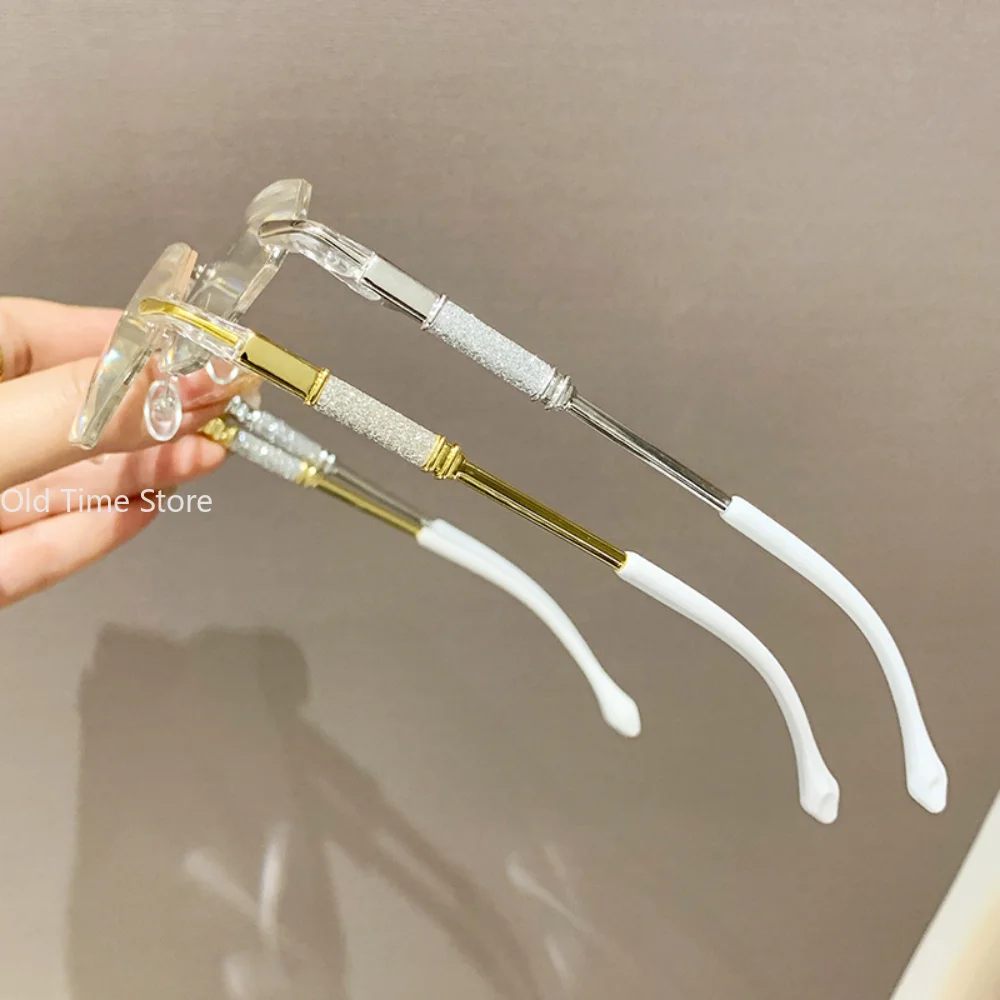 New Rimless Diamond Cutting Presbyopic Glasses Ladies Anti Blue Light Ultra Light Reading Glasses +1.0+1.5+2.0+2.5+3.0+3.5+4.0