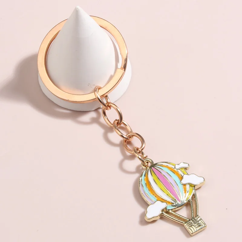 Lovely Hot Air Balloon Keychain Cloud Key Ring Enamel Key Chains For Women Men Handbag Accessorie DIY Handmade Jewelry Gifts