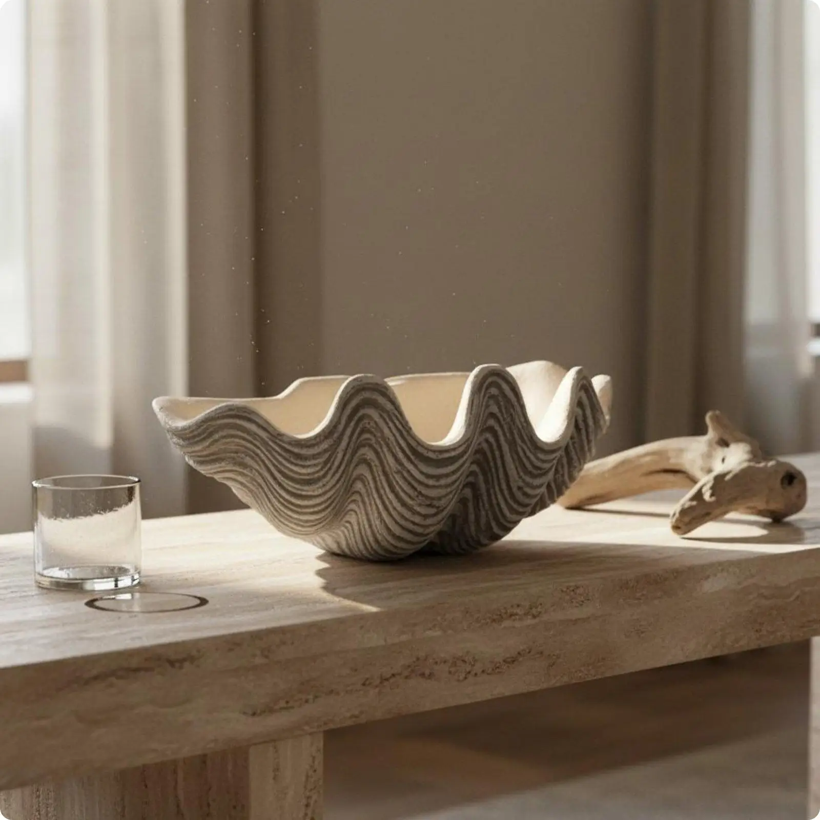 Clamshell Decor Bowl Artistic Asymmetry Coastal Art Piece Piece Texture Clam-Shaped Decor Bowl for Hotel, Homestay, Display