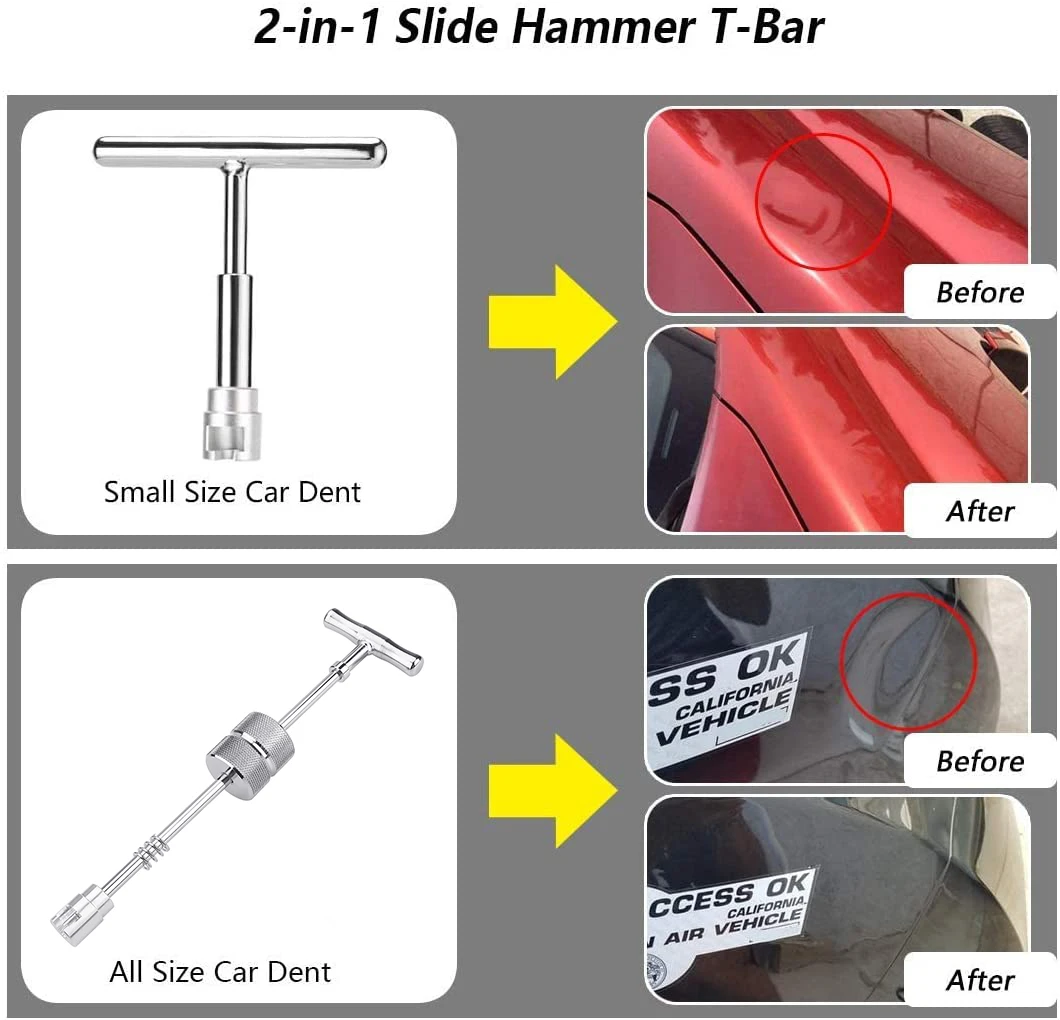 Super PDR Metal Car Dent Repair Tools Auto Body Repair Dent Puller Tool Kit Slide Hammer Reverse Hammer Glue 1pcs Glue Puller