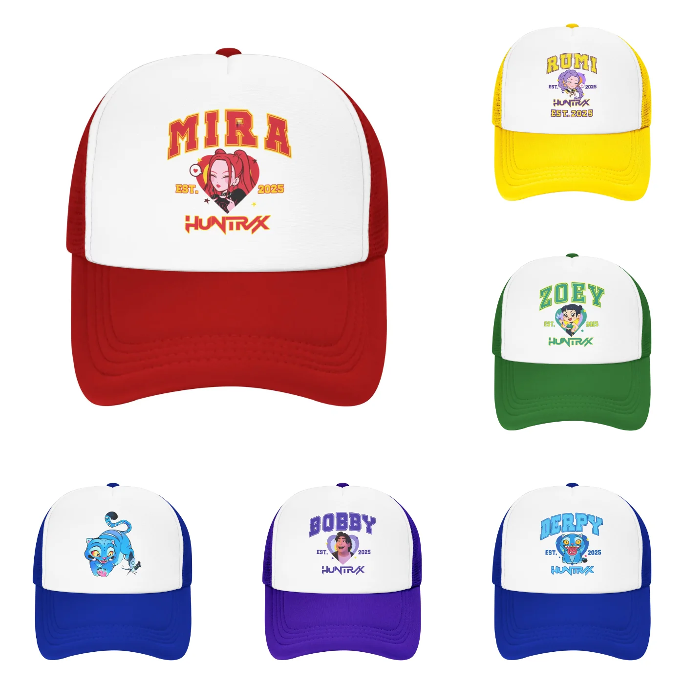 

Mesh Sun Hats KPop Demon Hunters Derpy Tiger and bird Summer Trucker Hat For Couple Women y2k Cute Running Hippie Baseball Cap