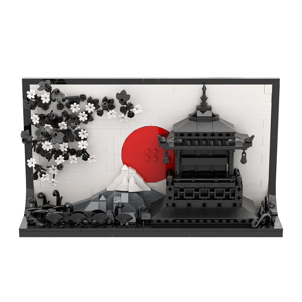 MOC Japanse Kunst 3D Schilderijen Bouwstenen Model Japan Stad Street View 3D Sakura Art Fotolijst Bricks Montage Speelgoed Geschenken