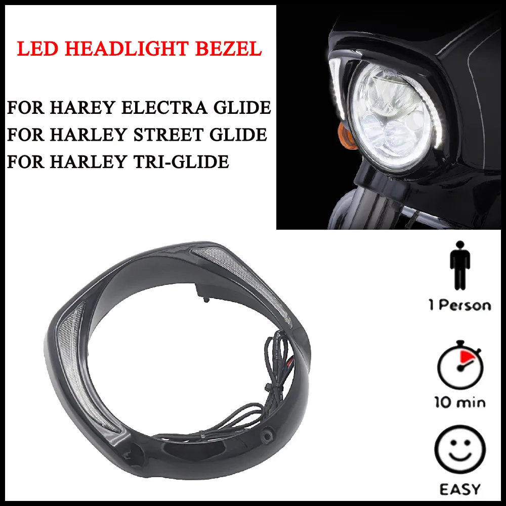 

Для Davidson Touring Tri Road King Street Electra Glide Low FLHTCU Ultra Limited 2014-2021 хромированная и черная светодиодная рамка для фар