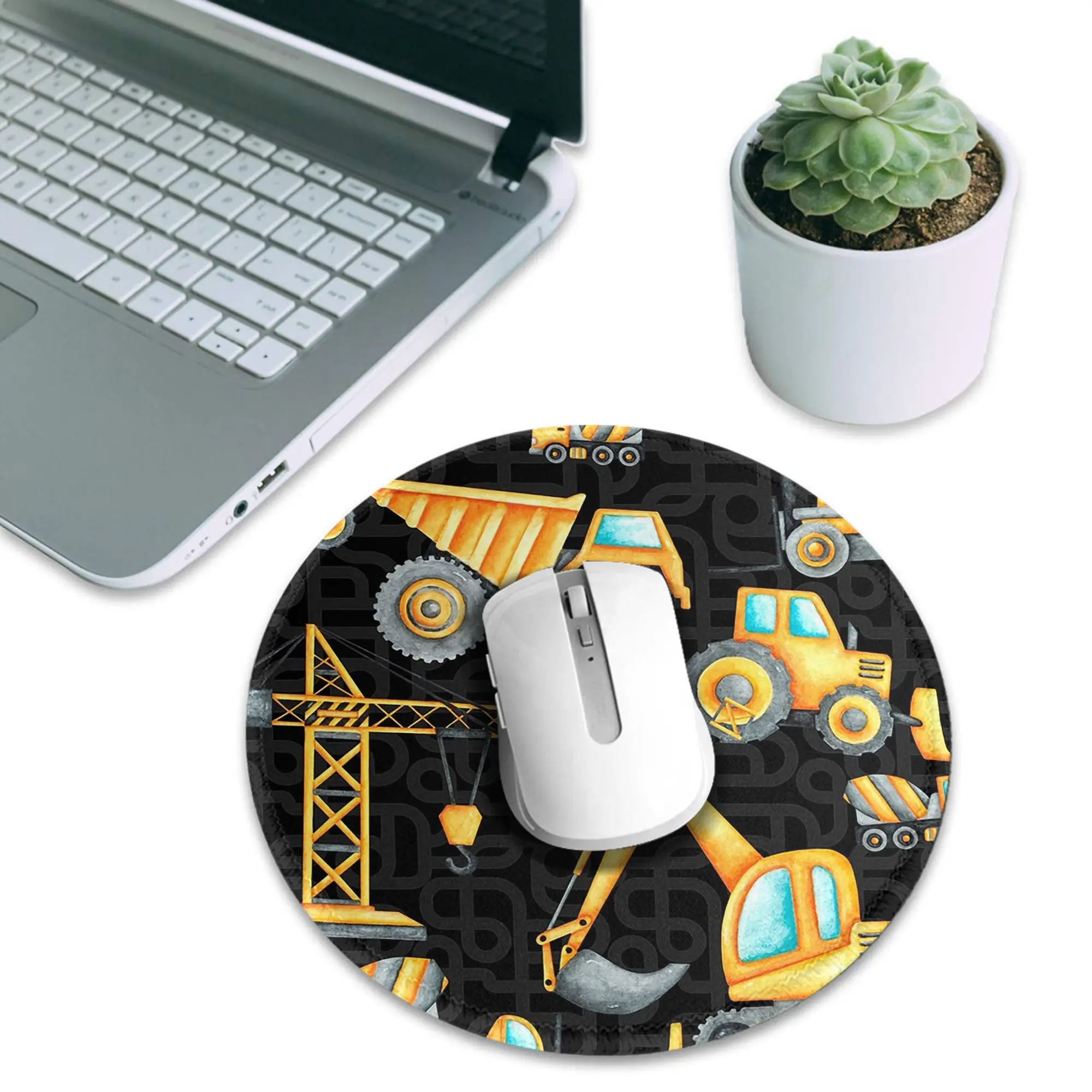 Yellow Construction Trucks Pattern Mouse Pad Computer Keyboard Mouse Mat Gamer PC Laptop Desk Mat Office Accessories Table Mats