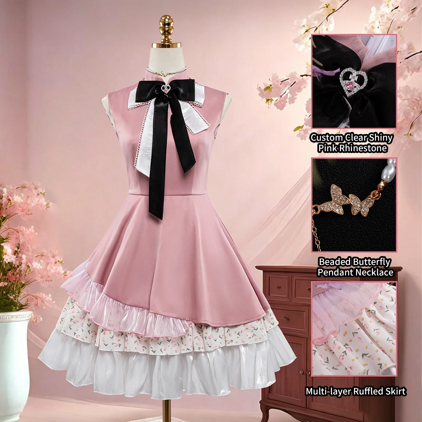love-and-deepspace-colorful-prelude-mc-pink-dress-cosplay-costume-couple-outfit-anime-role-play-halloween-cos-suit