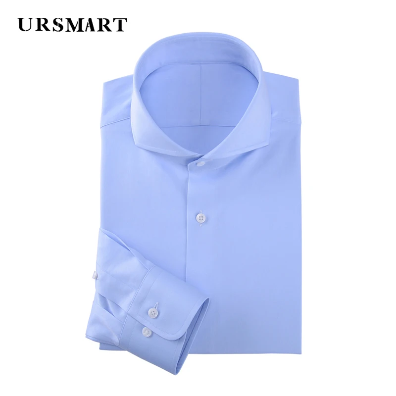 Classic Windsor Collar Men's Long sleeved Shirt 100% Cotton Business Office Style Men's Elegant Slim Fit French Shirt Men