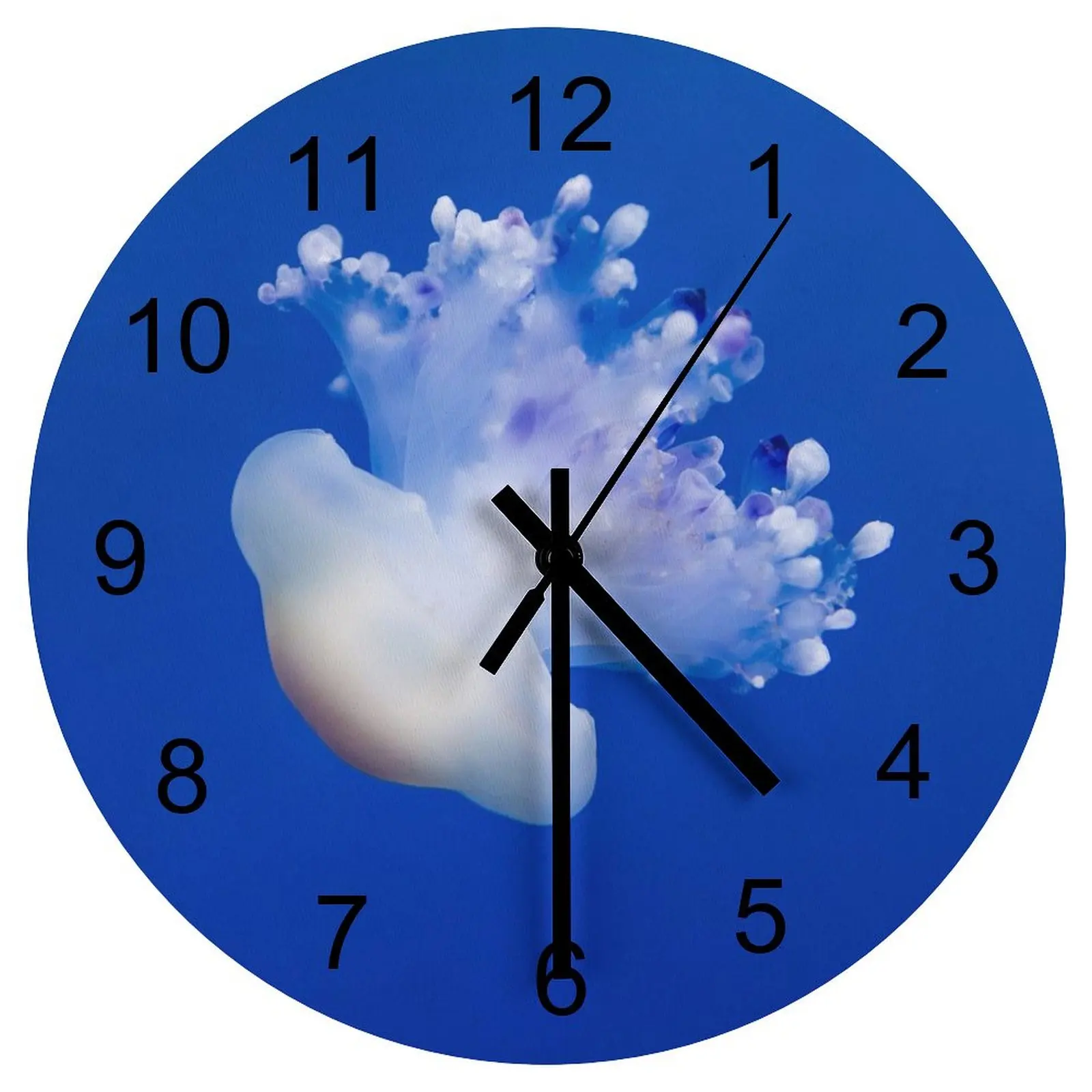 

Office Wall Clock Underwater world jellyfish Clocks 12 inch Mute Fashion Round Creative 3D Display Nordic