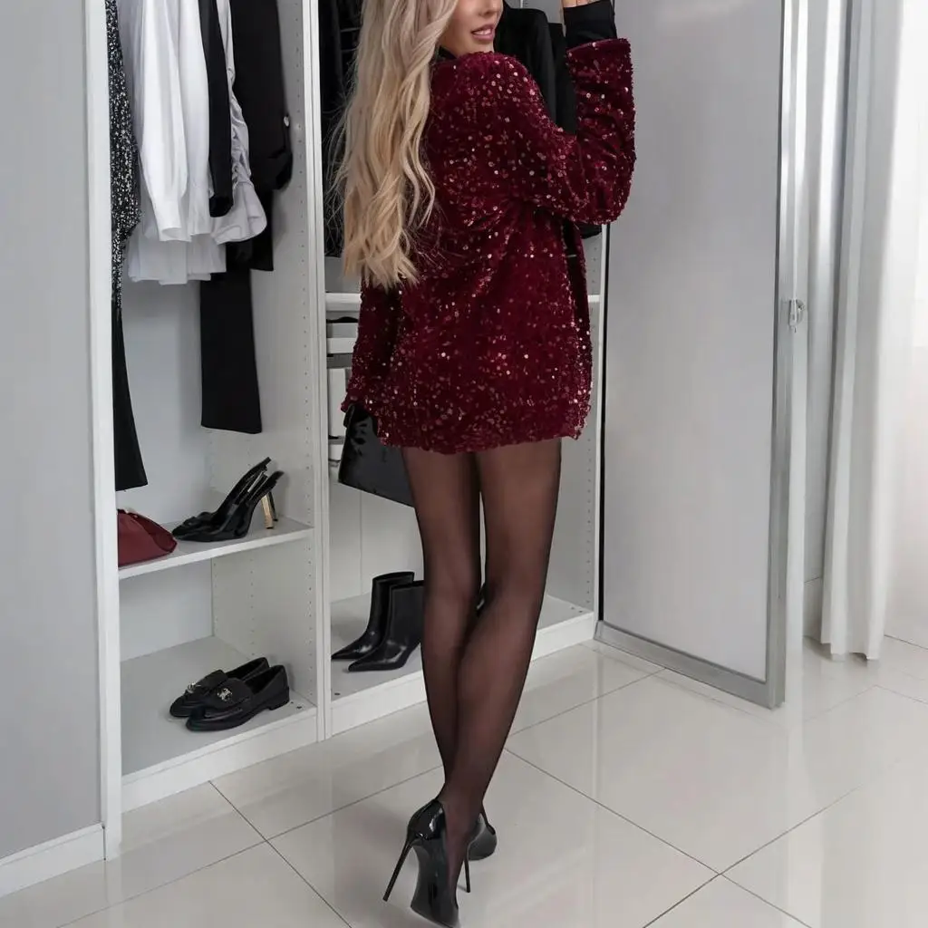 Allingentle Customed Sequin Suits Blazer for Women Sparkly Ladies Party Banquet Women Suit Jacket Festival Dressy Outfits