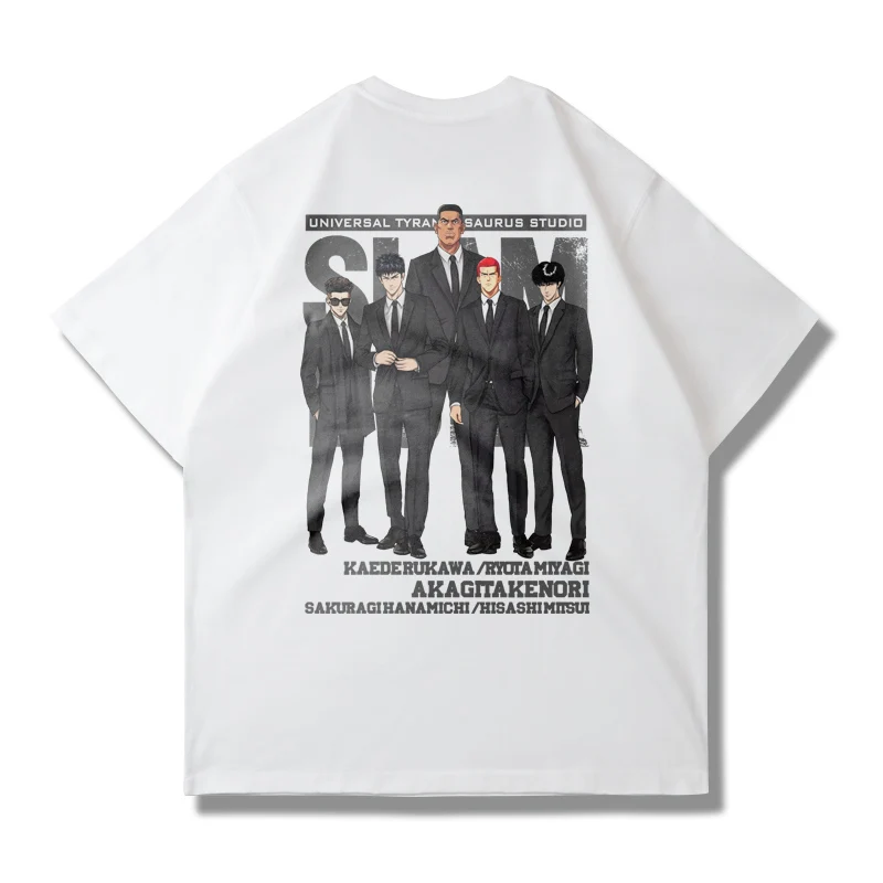

Japanese Animation 2025 New SLAM DUNK Short-sleeved T-shirt Summer Loose 100% Cotton Fashion Trend Cherry Blossom Top