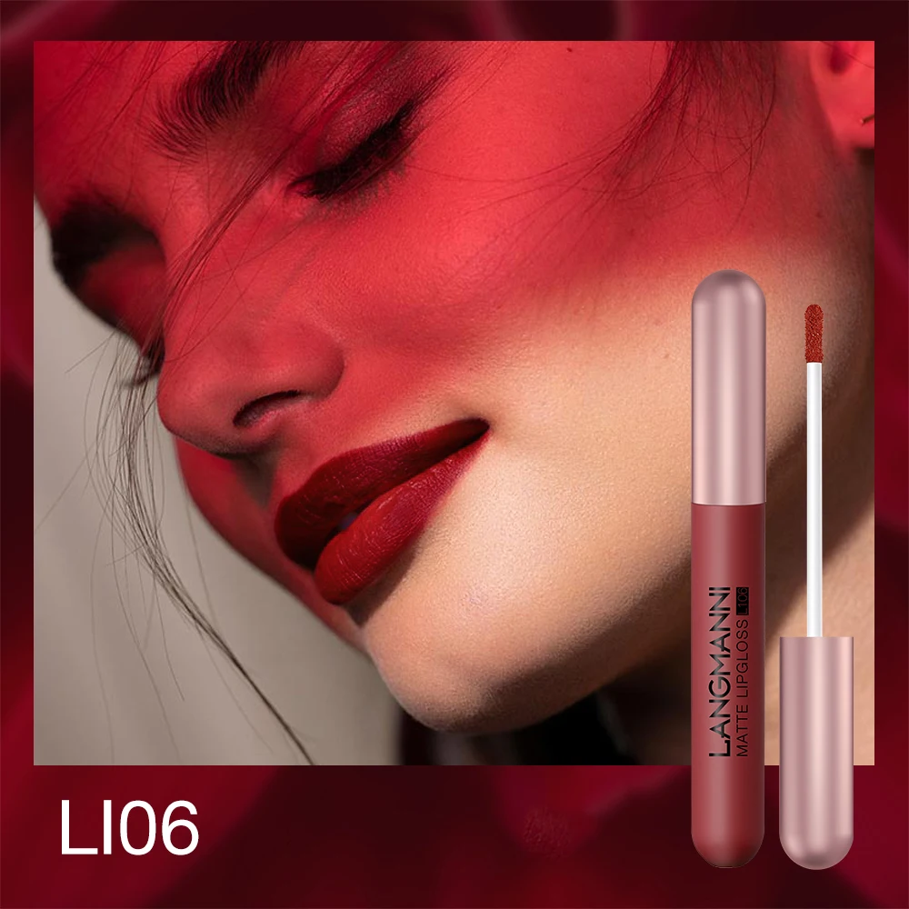 Langmani 6-pack/set matte lip gloss velvet lipstick, long-lasting and non stick to cup liquid lipstick