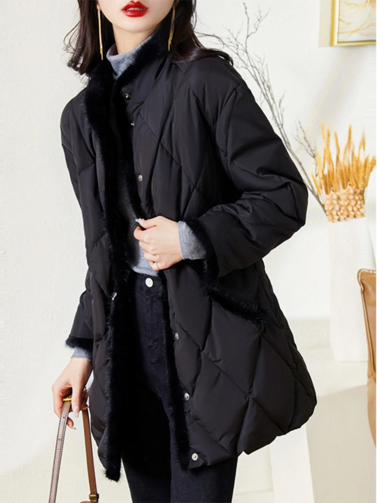 

Легкое женское пуховое пальто Chenyun из белого меха норки, зимнее модное пальто средней длины, антивозрастное пальто с застежкой на талии