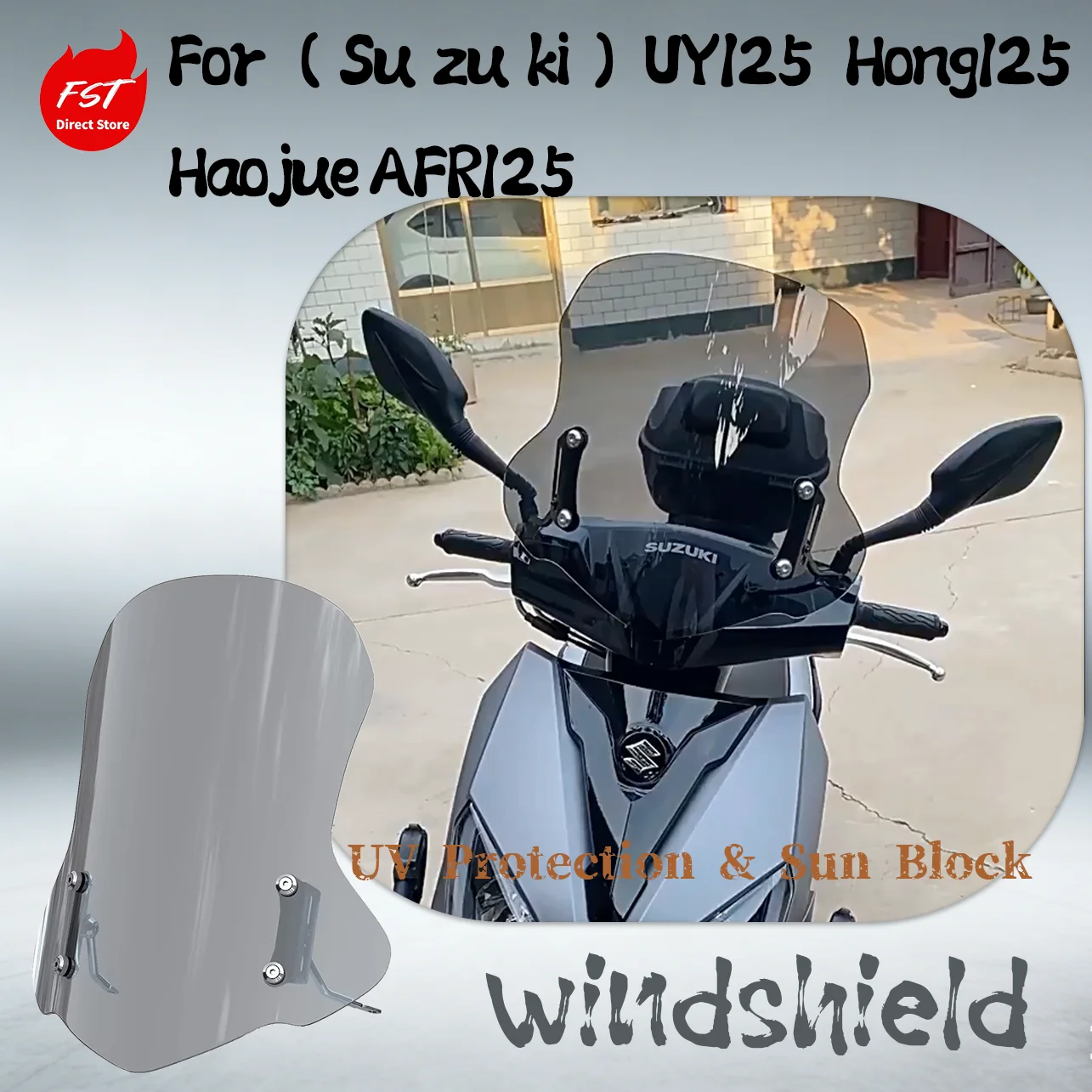 

Anti-UV Wind Deflector Shield Thickened Clear Windshield for Suzuki UY125 Hong125 Haojue AFR125 Scooter Parts