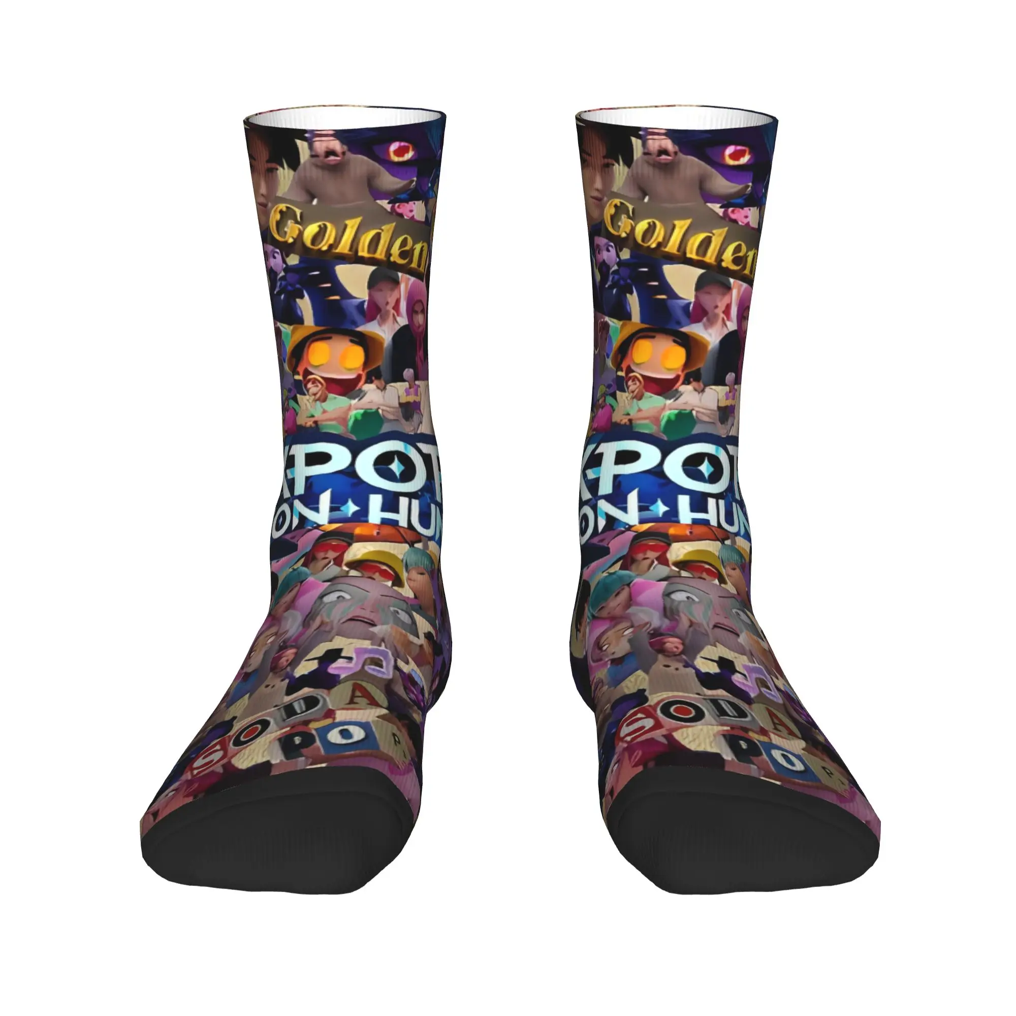 KPop Demon Hunters 스타킹 프린트 캐주얼 양말 가을 미끄럼 방지 양말 여성 남성 러닝 소프트 통기성 양말