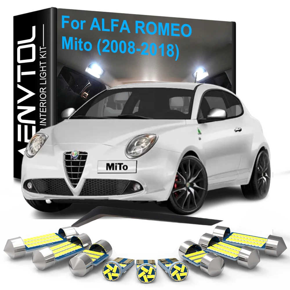 10pcs Car LED Interior Lights Canbus For Alfa Romeo Mito 2008-2018 Auto Dome Map Reading Vanity Mirror Trunk Glove Box Door Lamp