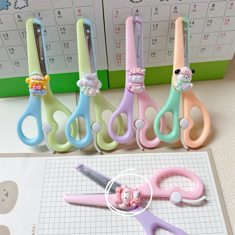Cartoon Mini Scissors Student Office Hand Account Paper Scissors Safety Plastic Hemming DIY Hand Scissors