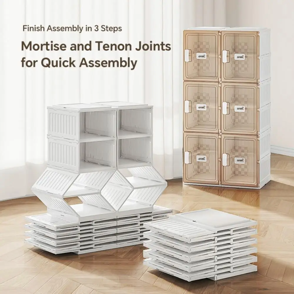 4-Layer Foldable Stackable Shoe Rack Organizer with Dustproof Transparent Door - Space-Saving & Easy Assembly