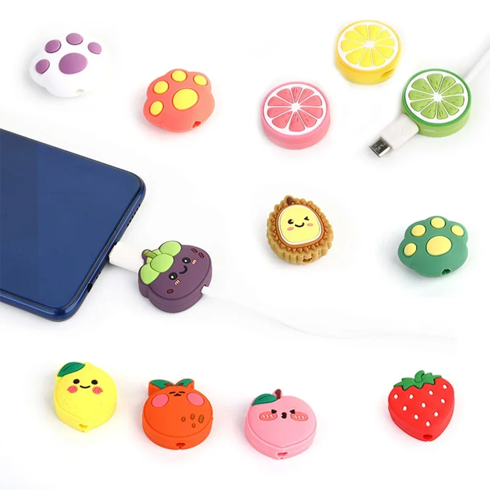 Mini Cartoon Animal Fruit Cable Protector Usb Line auricolare Cable Protector Cute Data Line Winder organizzatori di cavi per cellulari