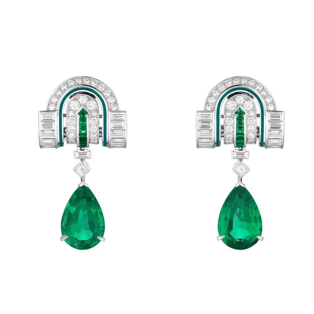 High Carbon Lab Emerald Drop Earrings for Women Vintage Elegant Wedding Banquet Noble Water Drop Dangles Antique Artdeco Jewelry