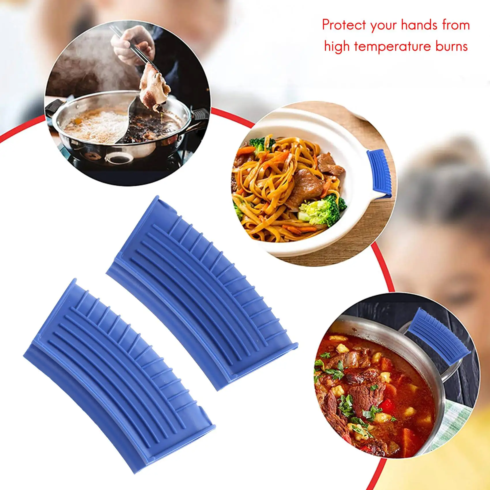 J1UL1N Silicone Hot Handle Holder For Cast Iron, 4 Pack Pot Handle Sleeve Non Slip Rubber Cover Set For Skillet Frying Pan