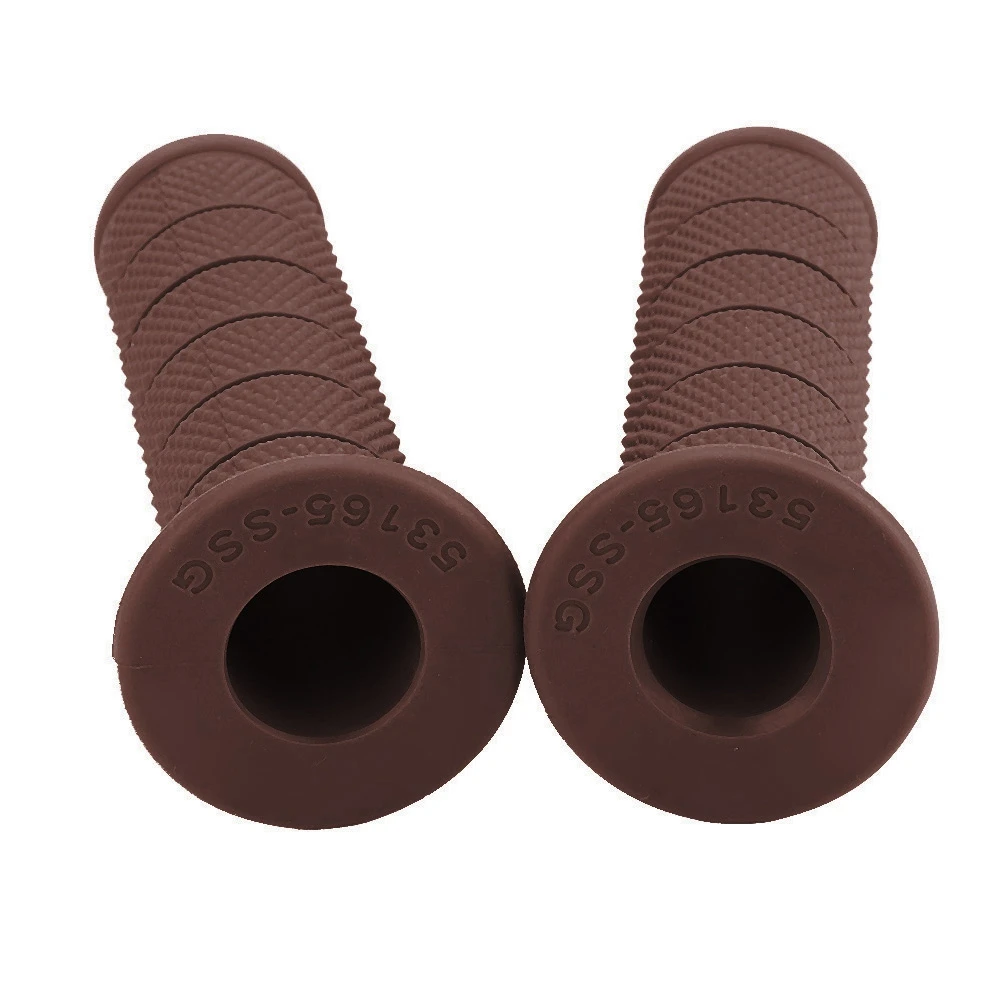 2Pcs 22mm Universal Vintage Motorcycle Handlebar Grips Diagonal Handle Bar Ends Red Brown
