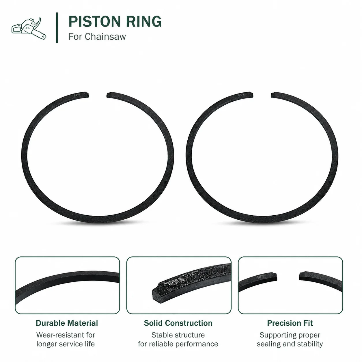 41/41.1x1.5mm 2Pcs Piston Ring For Partner 350 351 352 370 371 390 401 420 Poulan 1950 2150 2250 2450 2550 Chainsaw Parts