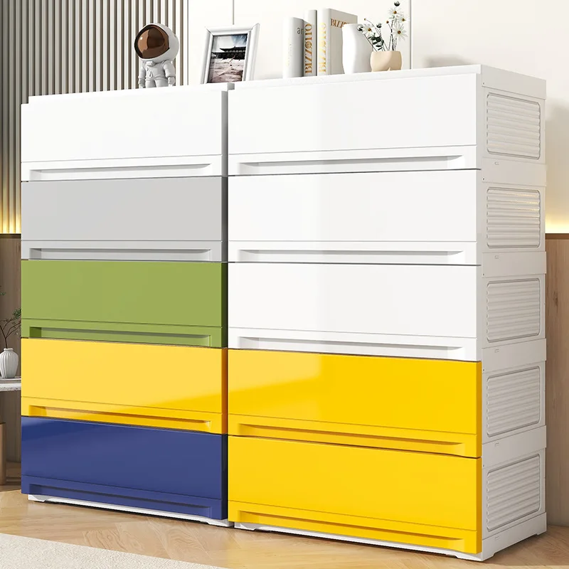 

folding storage cabinet drawer type plastic storage wardrobe children's toy sorting cabinet