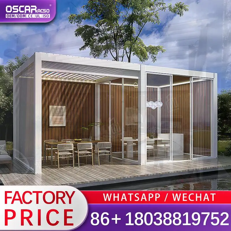 Small Outdoor Patio Louvered Retractable Canopy 3x3m Aluminium Pergola for Garden Backyard Terrace pergola