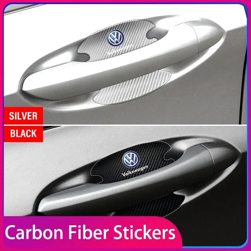

Carbon Fibre Car Door Bowl Handle Protector 4PCS Anti-scratch Sticker Car Accessories for Volkswagen GOLF Polo Tiguan VW TOURAN