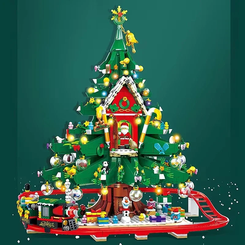 Big LED albero di natale Building Blocks Street View Model on Lights House Train Subway assemblaggio fai da te mattoni giocattolo per i regali dei ragazzi