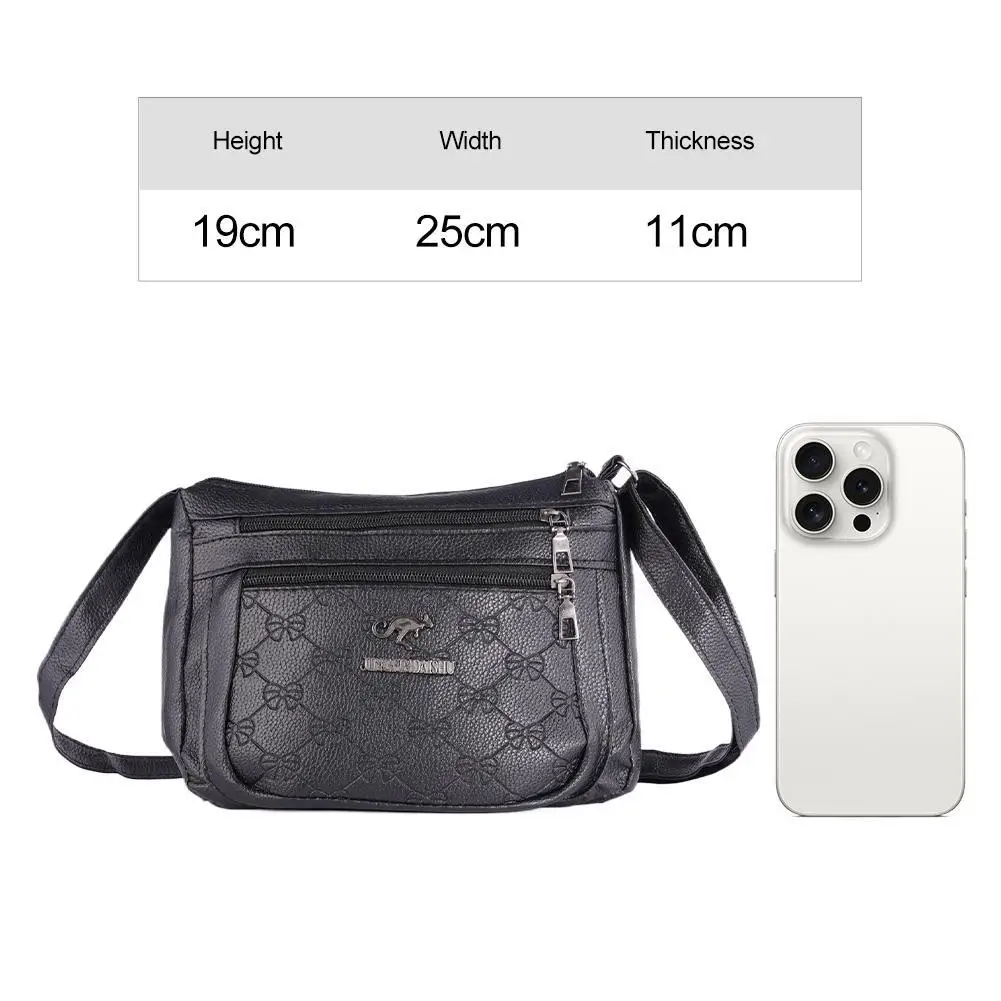 Women Crossbody Fashion Pu Leather Large Capacity Multi-Pocket Mom Bag Black Embossed Outing Party Shoulder Bag
