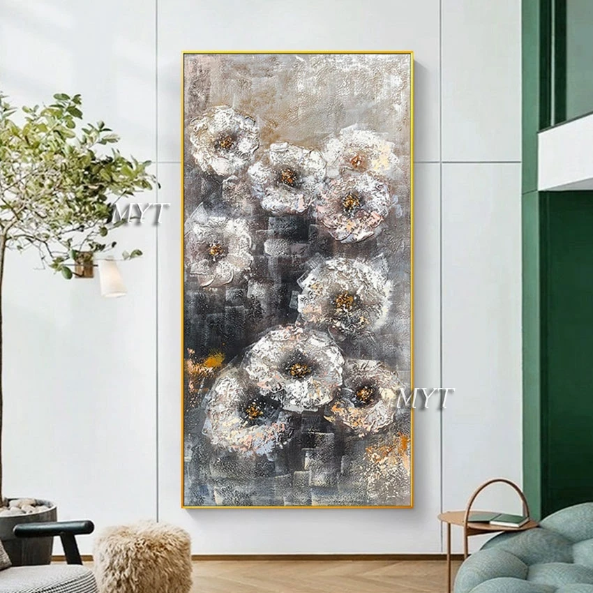 

Beautiful Oil Paintings Acrylic Flower Canvas Abstract Picture Office Artwork Frameless Art Restaurant Wall Decoration Piece