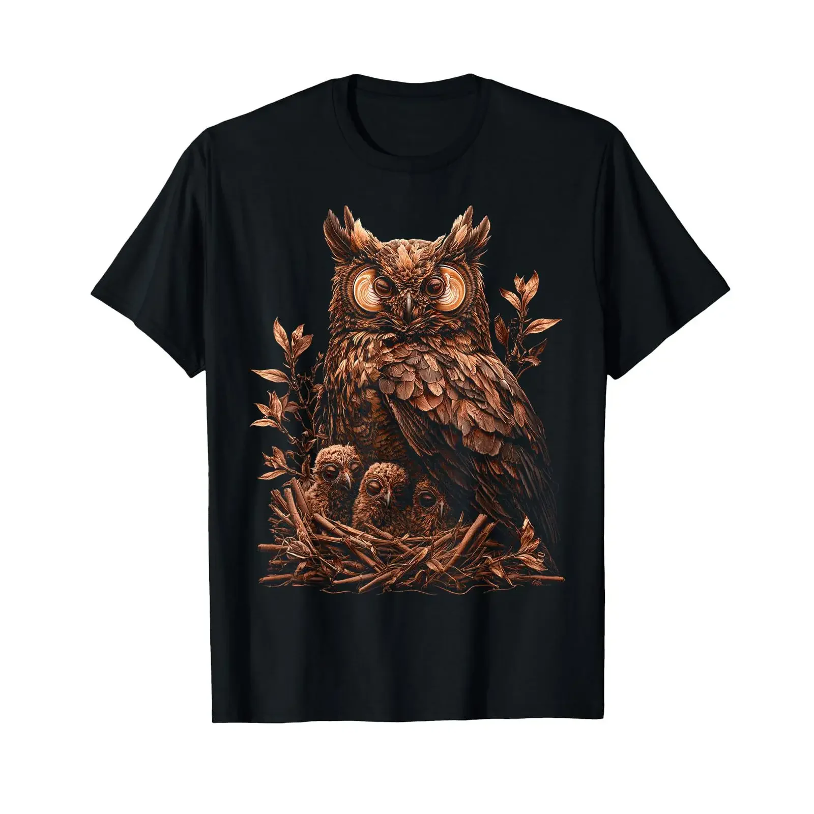 Oiseau imprimé café T Shirt vintage Washed Top For Everyday Wear graphic Soft Versatile Slightly Unisex fashion Stretched homme